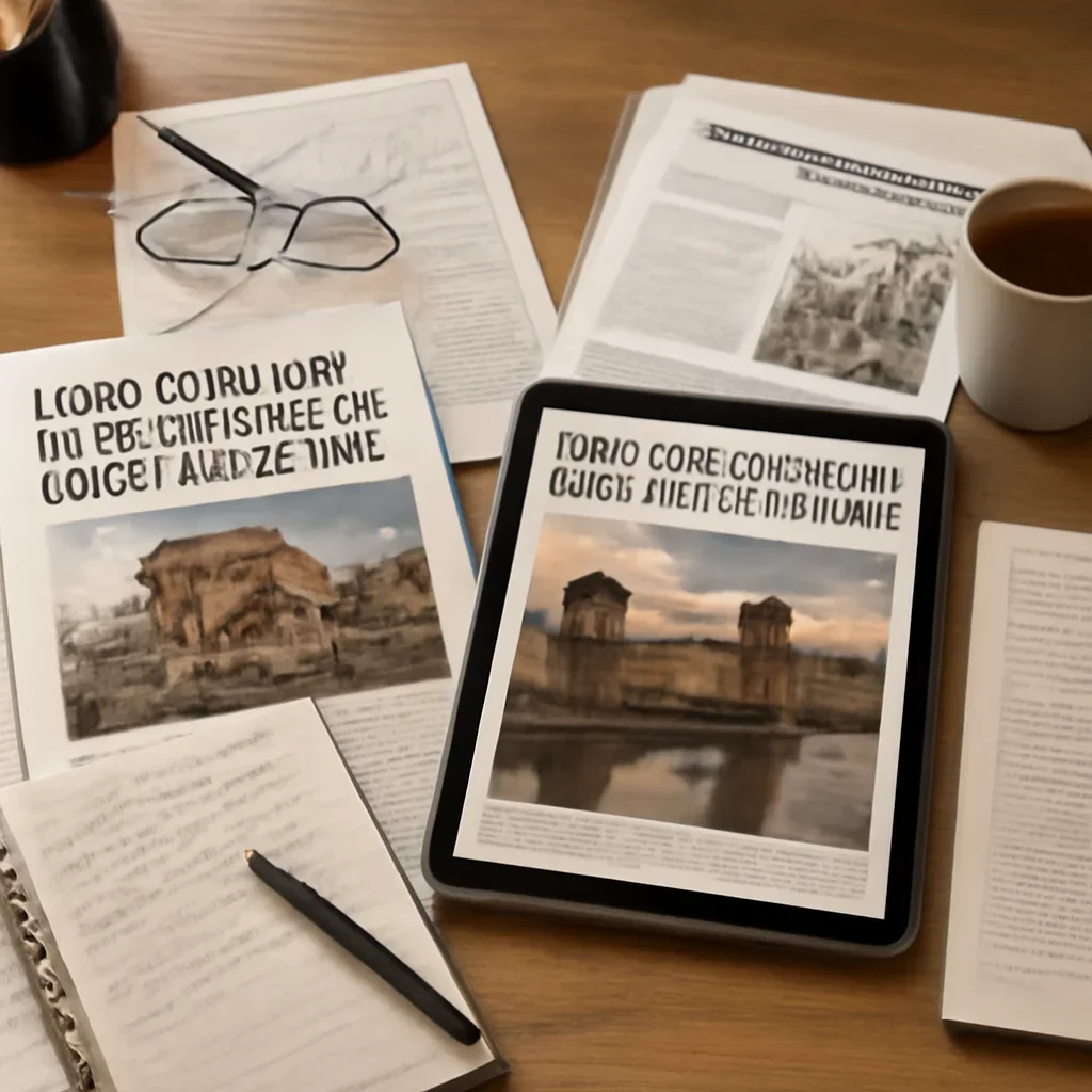 Editorial reading scene tied to How Climate Change Threatens World Heritage with notes, reports or research material.