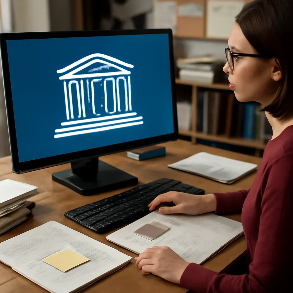 Editorial reading scene tied to How UNESCO Archives Are Being Digitized with notes, reports or research material.