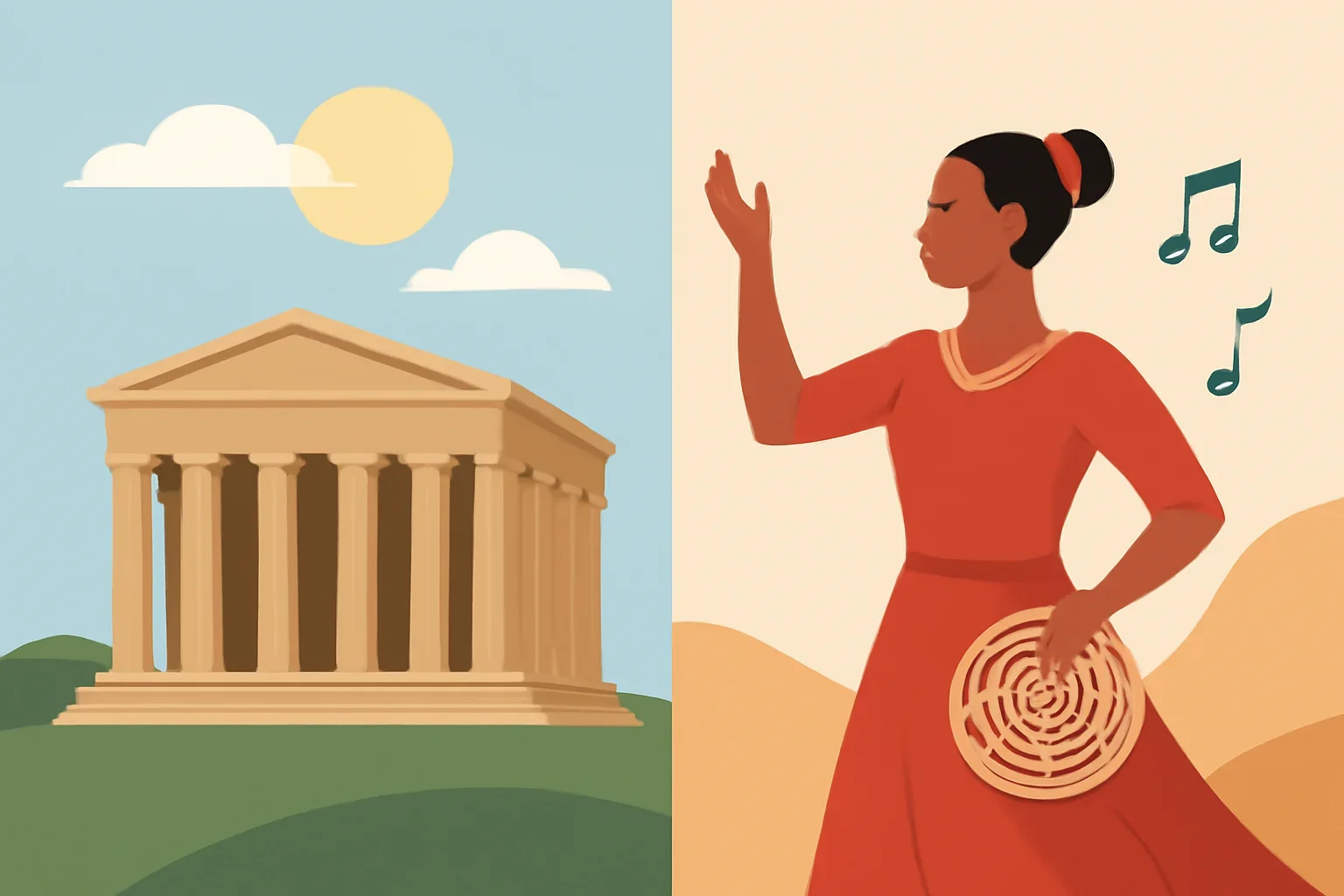 Illustration supporting the article World Heritage vs Intangible Cultural Heritage Explained.