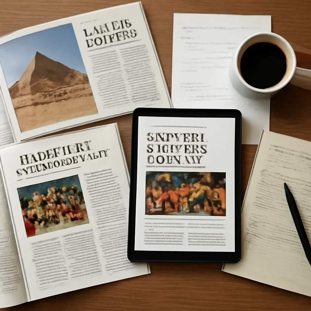 Editorial reading scene tied to World Heritage vs Intangible Cultural Heritage Explained with notes, reports or research material.