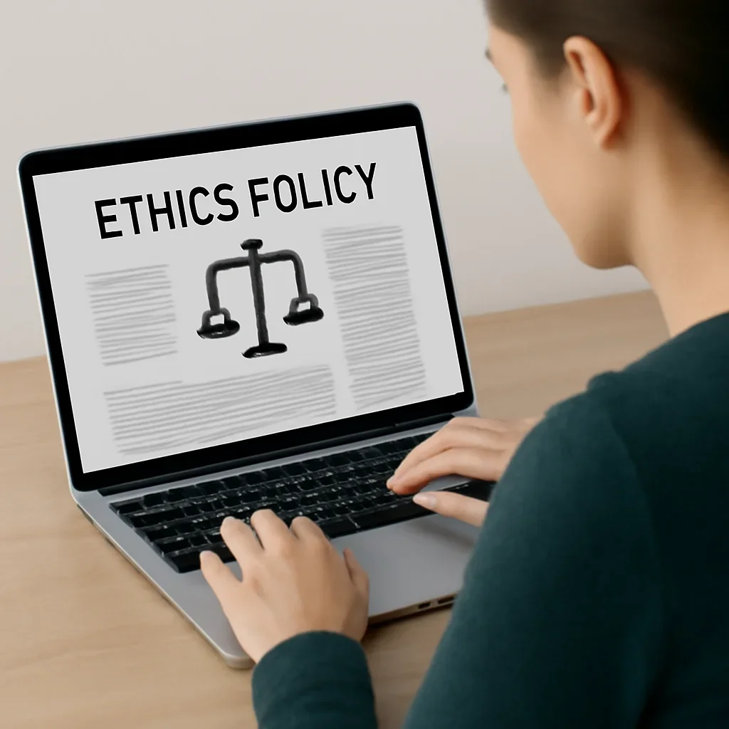 Reader reviewing newsroom guidance related to Ethics Policy.