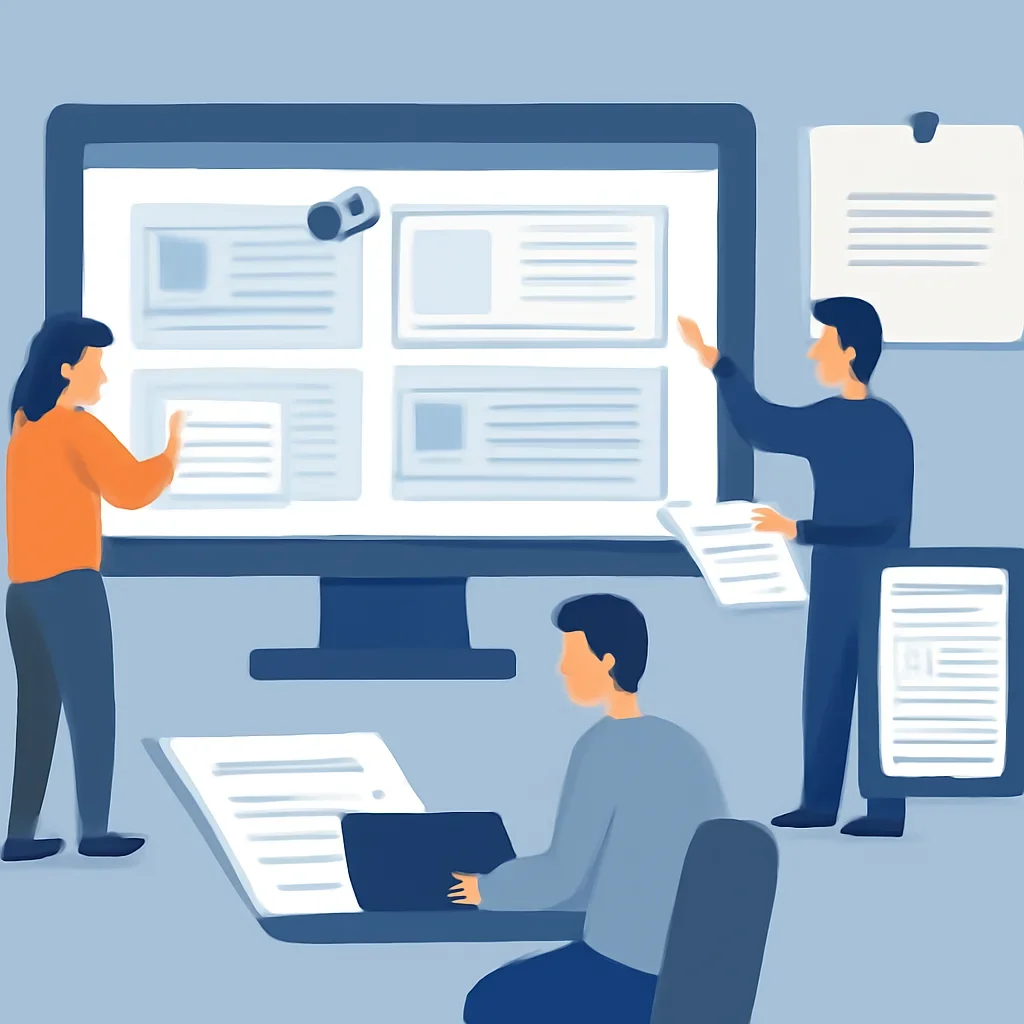Editorial planning visual for Topic Alerts with stories, reports or updates in review.
