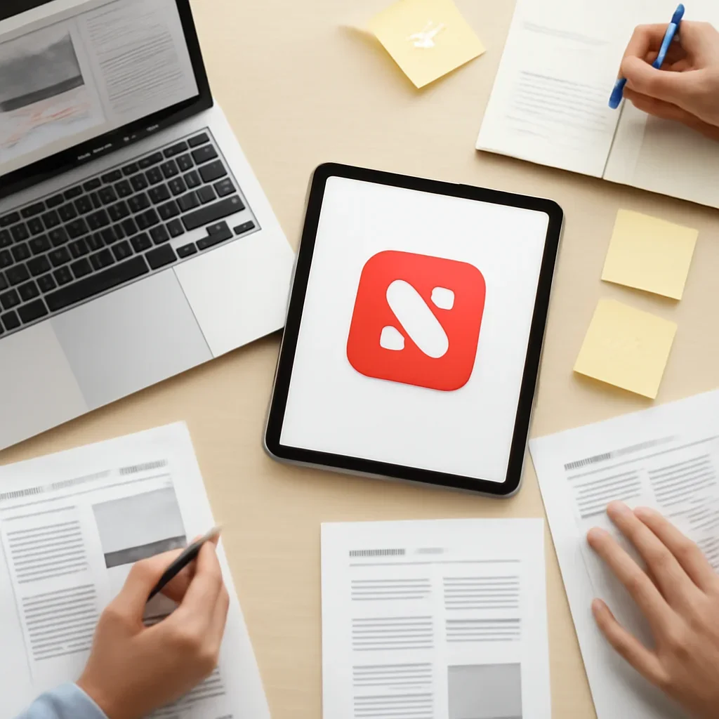 Editorial planning visual for Apple News with stories, reports or updates in review.