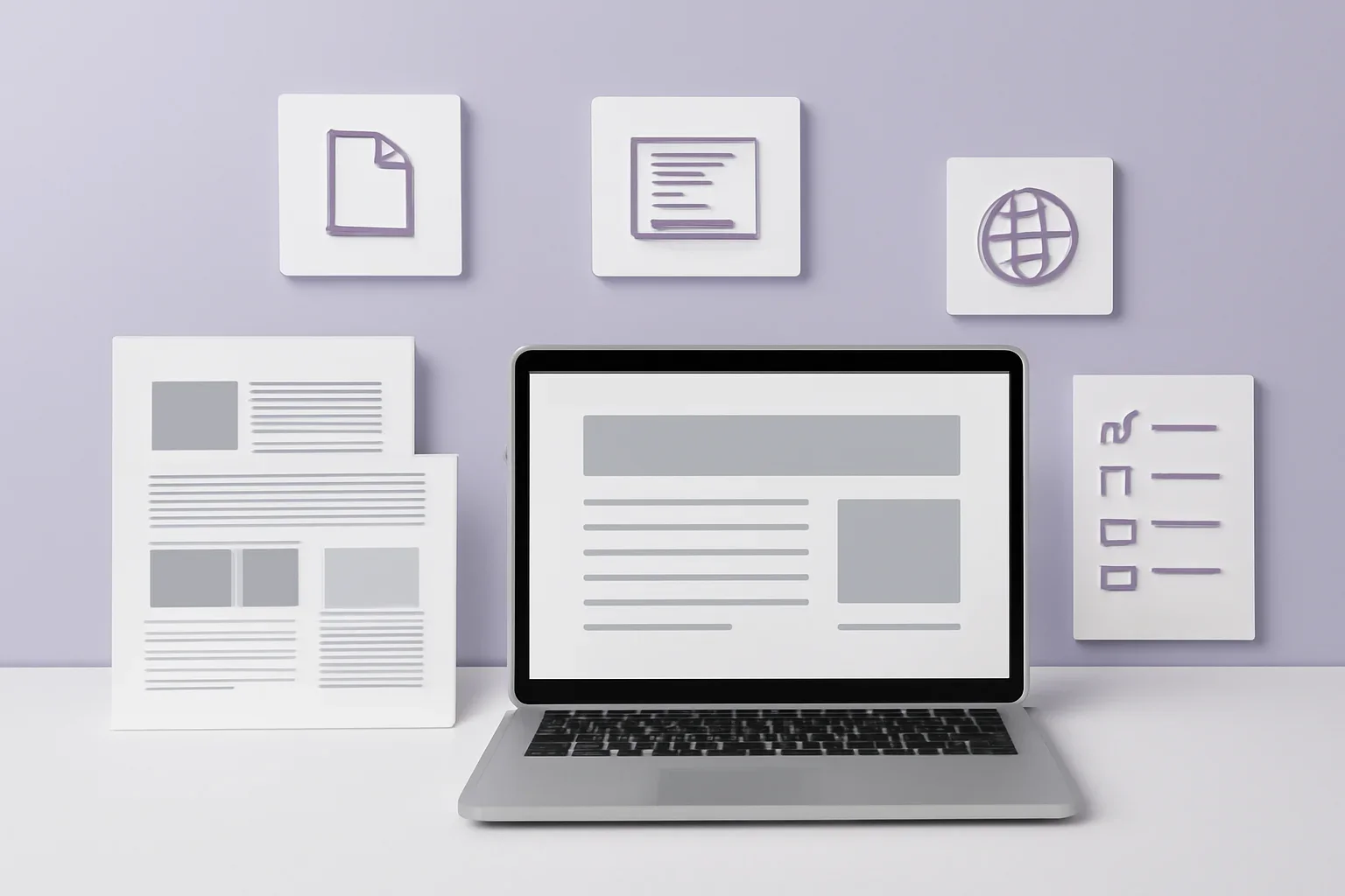 Newsletter Preferences page visual with editorial documents, screens and publishing workflow details.