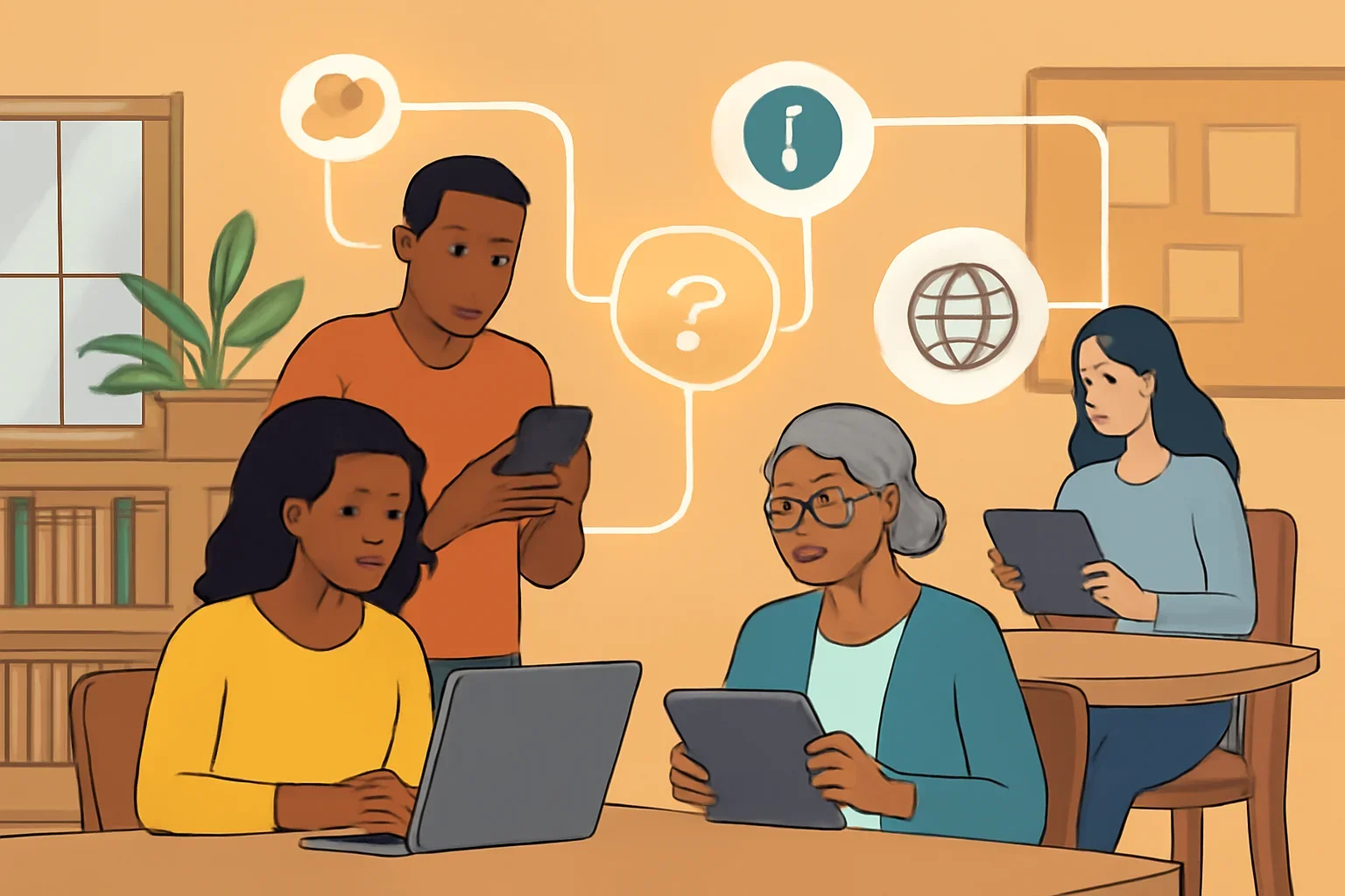 Communication & Information coverage visual connected to media, information access and digital rights coverage.