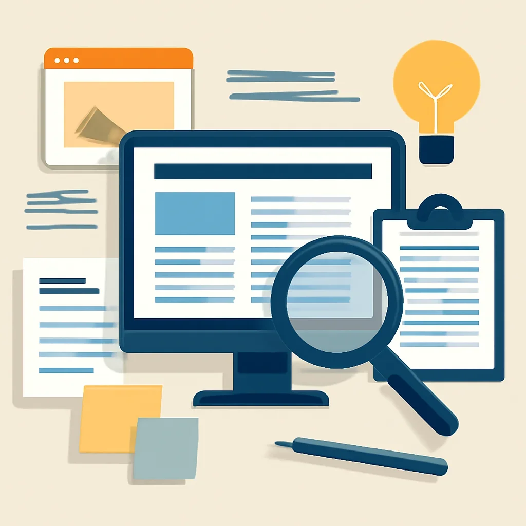 Editorial planning visual for Media & Information Literacy with stories, reports or updates in review.