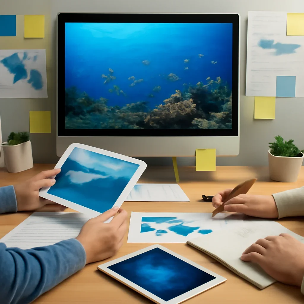 Editorial planning visual for Ocean Science with stories, reports or updates in review.